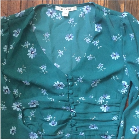 Miami Green Floral Dress New Without Tags - Picture 2 of 3